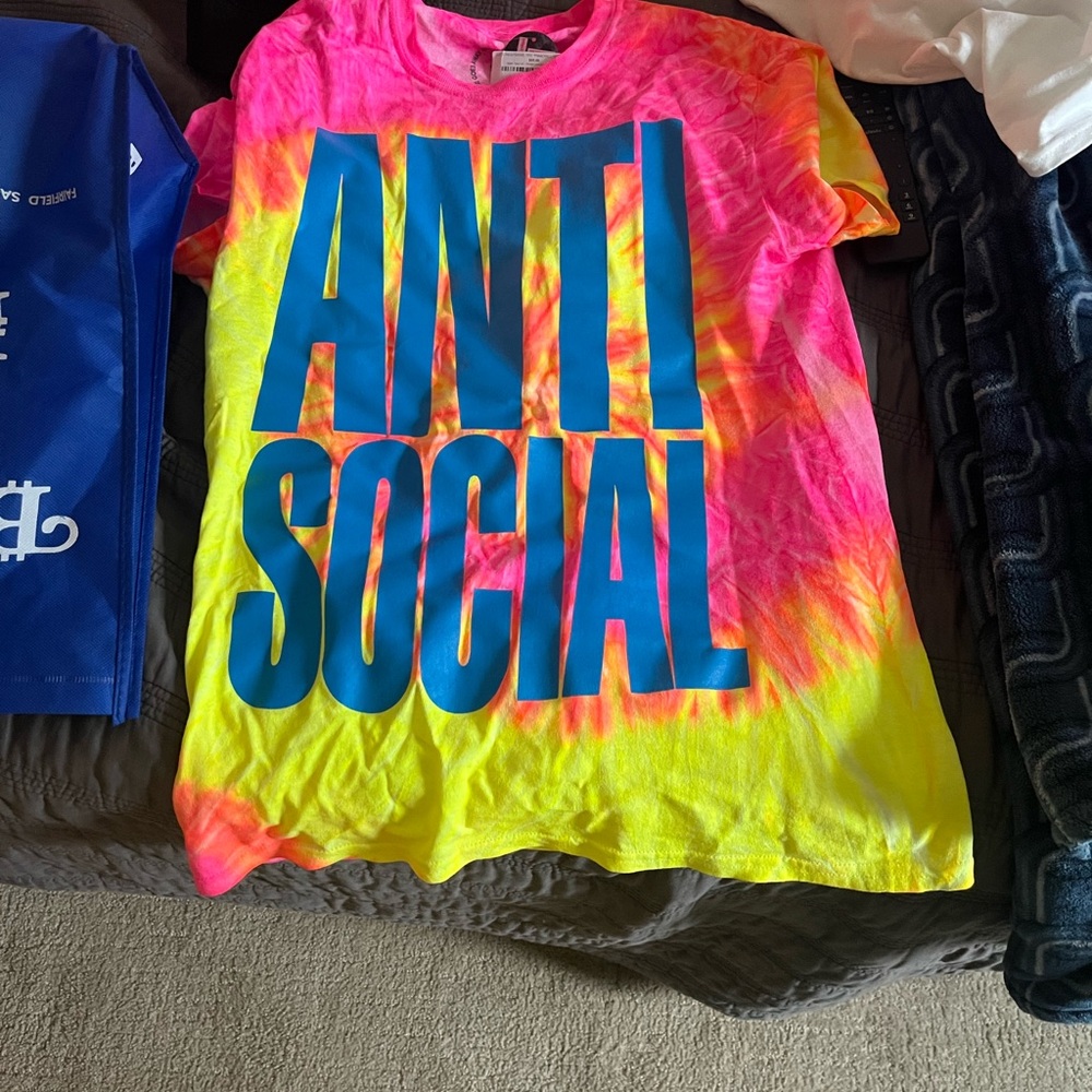 Tie-Dye Anti-Social Shirt - Pink and Yellow
